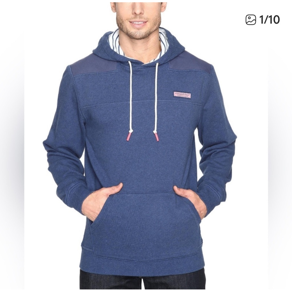 Men's Vineyard Vines Blue Hoodie Sweatshirt XS with White Drawstrings